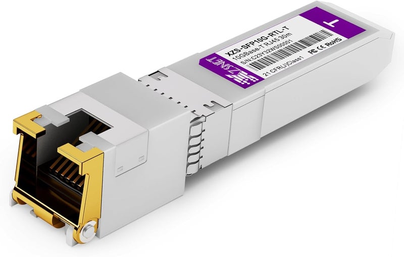 XZSNET محول 10GBASE-T SFP+ إلى RJ45، وحدة 10G نحاسية SFP+ متوافقة مع Cisco SFP-10G-T-S، Ubiquiti UniFi UF-RJ45-10G، Mikrotik S+RJ10، Meraki، Netgear، D-Link والمزيد، 1 عبوة - Image 1